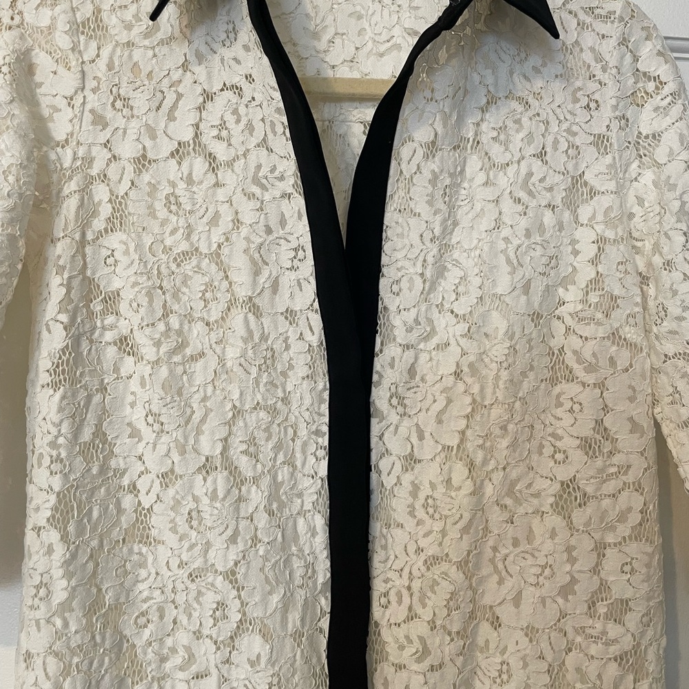 Mishka Cream Lace Top with Black Collar